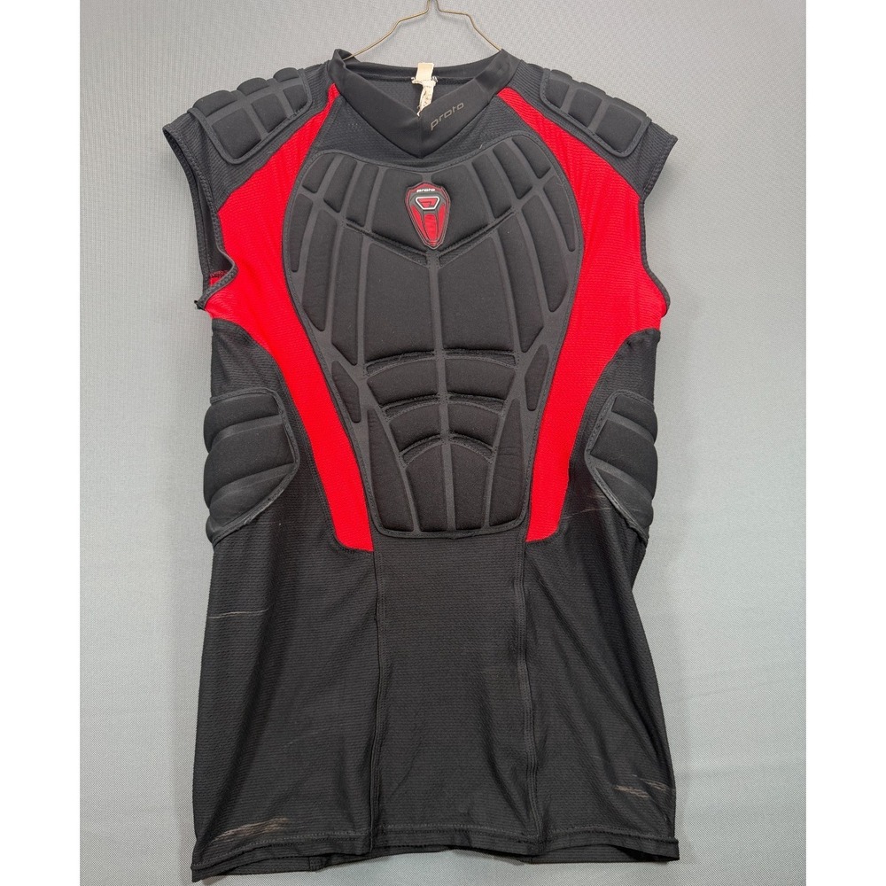 Proto Paintball Padded Compression Chest Protector Vest Mens Large Black Red